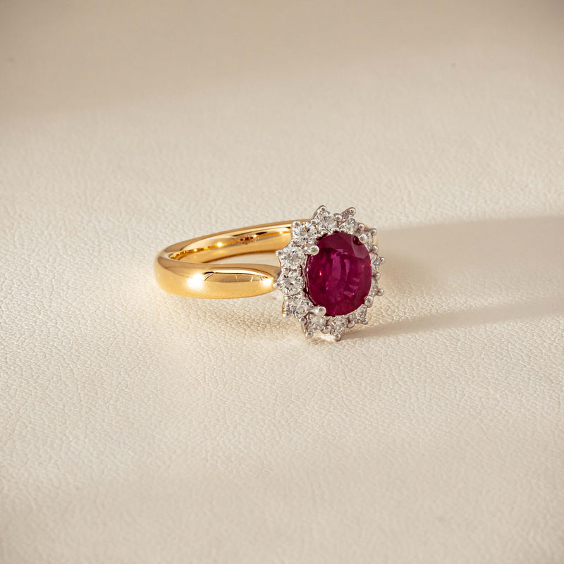 18ct Yellow Gold 2.01ct Ruby & Diamond Belle Ring