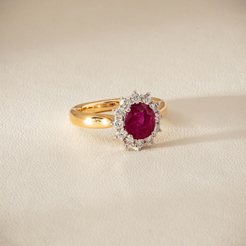 18ct Yellow Gold 2.01ct Ruby & Diamond Belle Ring