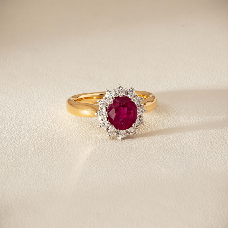 18ct Yellow Gold 2.01ct Ruby & Diamond Belle Ring