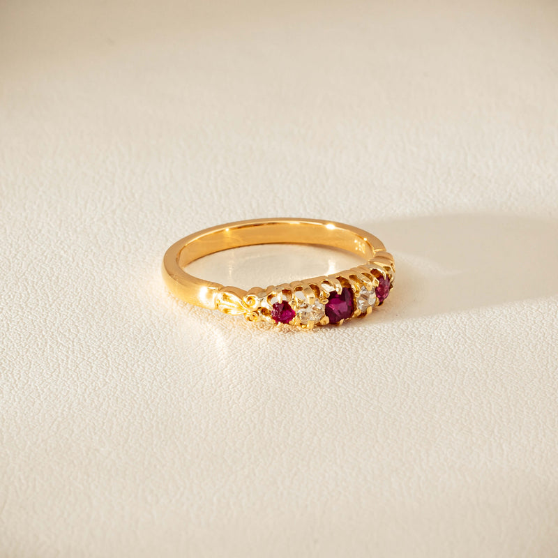 Deja Vu 18ct Yellow Gold Ruby & Diamond Ring - Ring - Walker & Hall