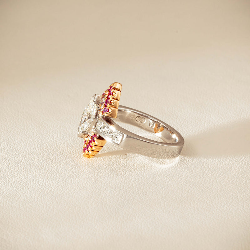 Deja Vu 18ct Bi-Tone Gold Diamond & Pink Sapphire Ring - Ring - Walker & Hall