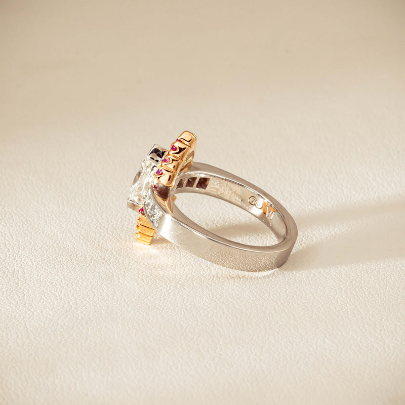 Deja Vu 18ct Bi-Tone Gold Diamond & Pink Sapphire Ring - Ring - Walker & Hall