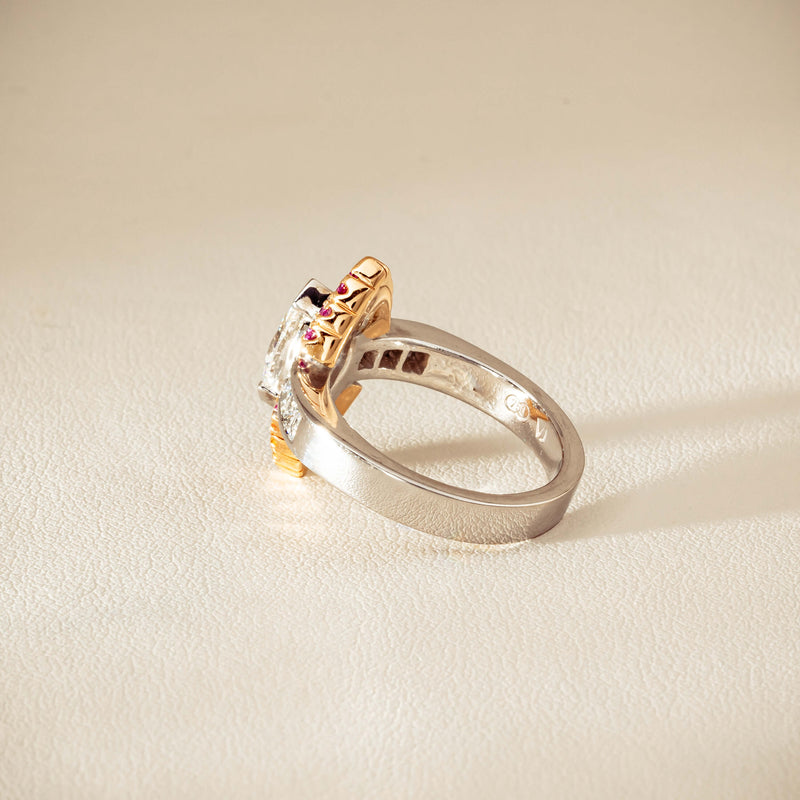 Deja Vu 18ct Bi-Tone Gold Diamond & Pink Sapphire Ring - Ring - Walker & Hall