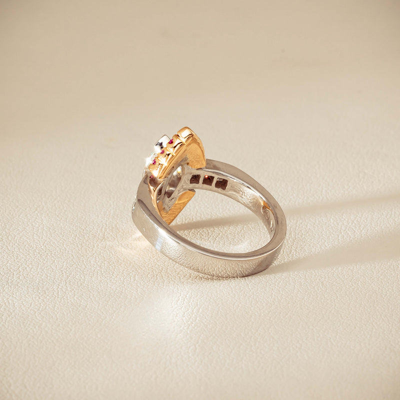 Deja Vu 18ct Bi-Tone Gold Diamond & Pink Sapphire Ring - Ring - Walker & Hall