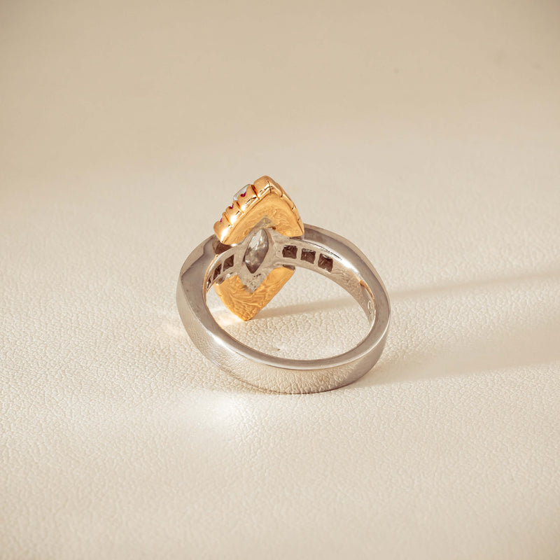 Deja Vu 18ct Bi-Tone Gold Diamond & Pink Sapphire Ring - Ring - Walker & Hall