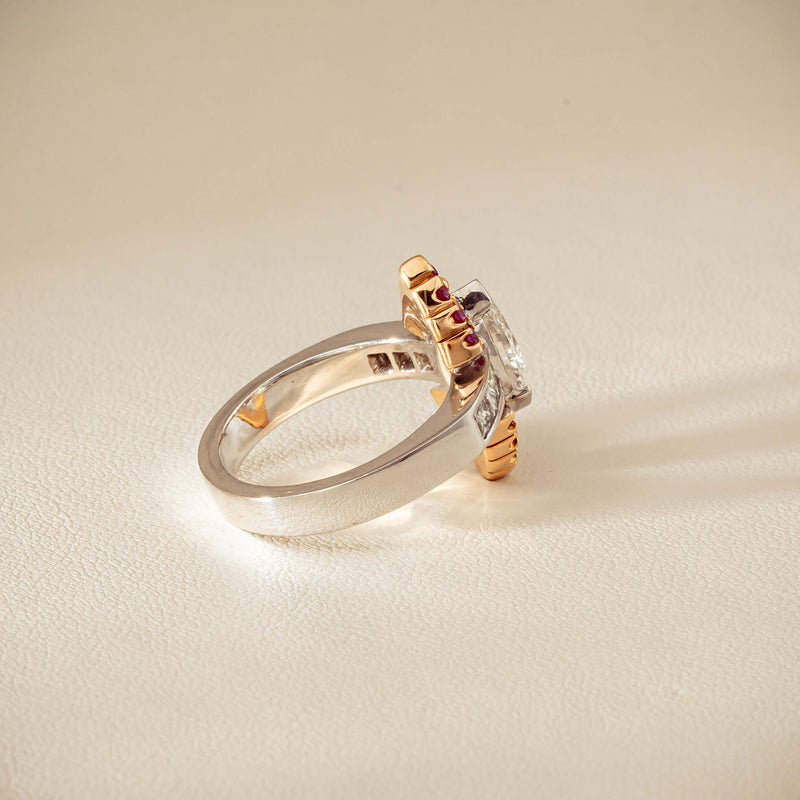 Deja Vu 18ct Bi-Tone Gold Diamond & Pink Sapphire Ring - Ring - Walker & Hall