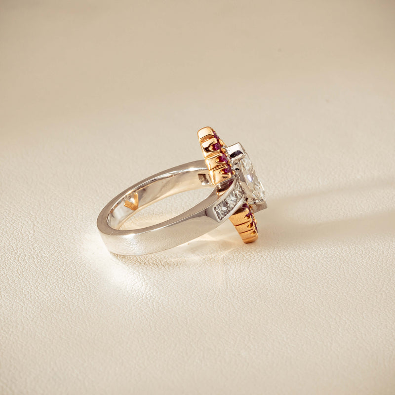 Deja Vu 18ct Bi-Tone Gold Diamond & Pink Sapphire Ring - Ring - Walker & Hall