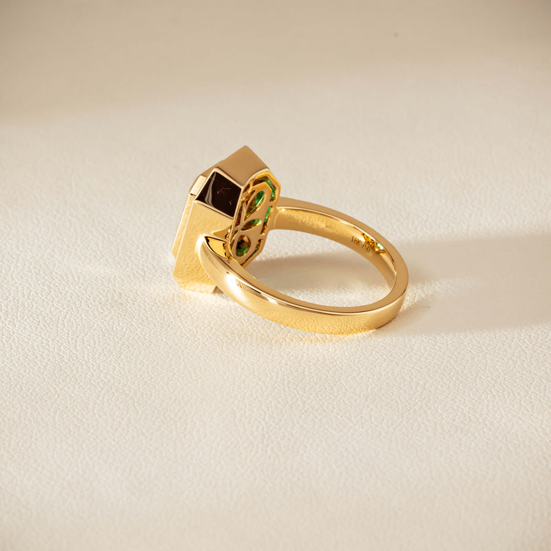 18ct Yellow Gold 2.26ct Emerald & Diamond Halo Ring
