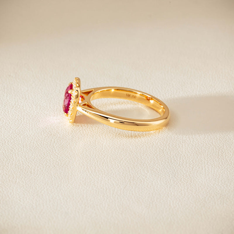 18ct Yellow Gold 1.50ct Pink Sapphire & Diamond Nina Ring