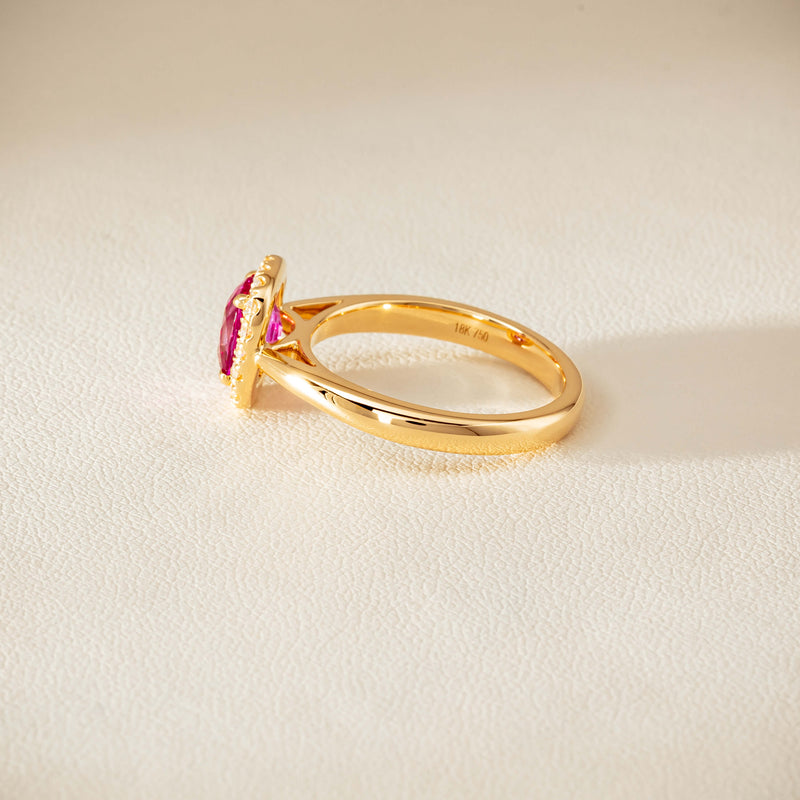 18ct Yellow Gold 1.50ct Pink Sapphire & Diamond Nina Ring