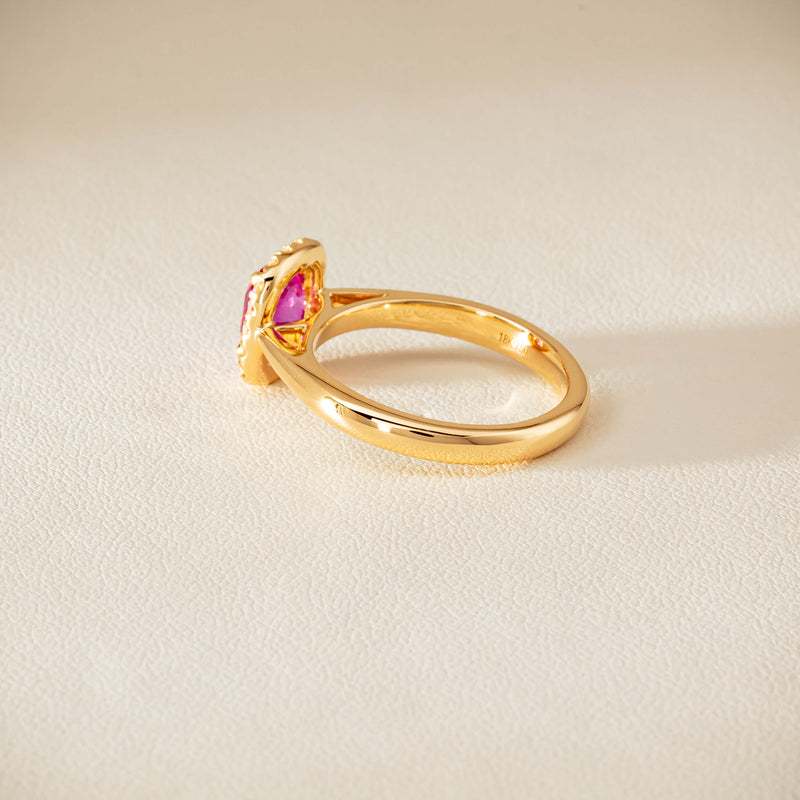 18ct Yellow Gold 1.50ct Pink Sapphire & Diamond Nina Ring