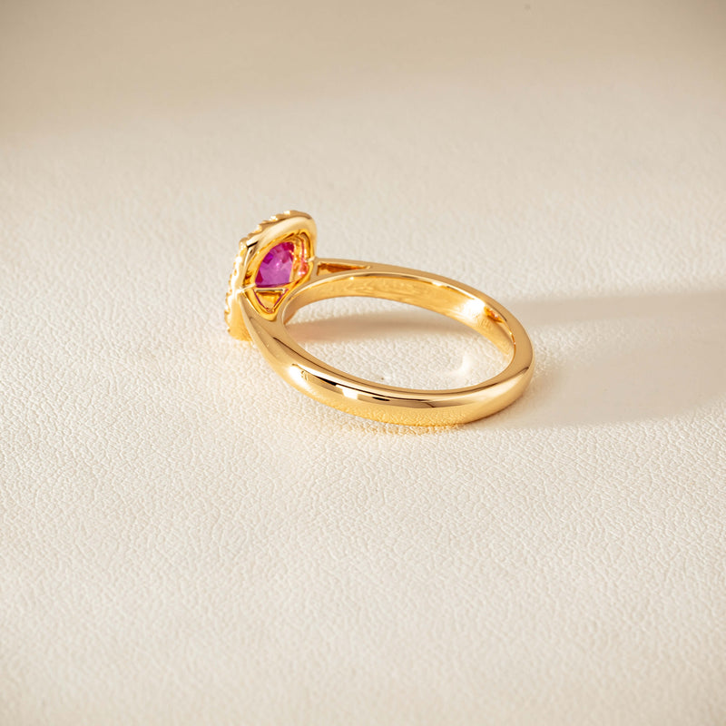 18ct Yellow Gold 1.50ct Pink Sapphire & Diamond Nina Ring