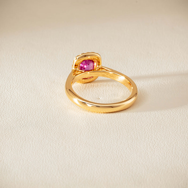18ct Yellow Gold 1.50ct Pink Sapphire & Diamond Nina Ring