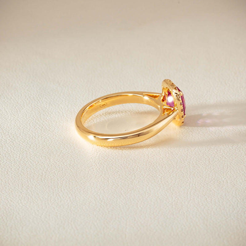 18ct Yellow Gold 1.50ct Pink Sapphire & Diamond Nina Ring