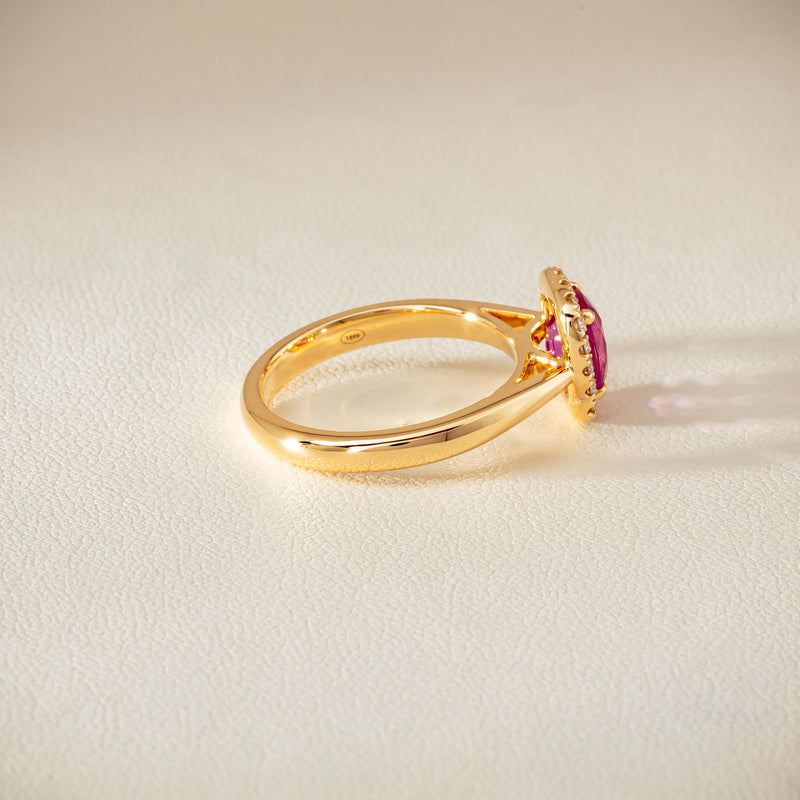 18ct Yellow Gold 1.50ct Pink Sapphire & Diamond Nina Ring