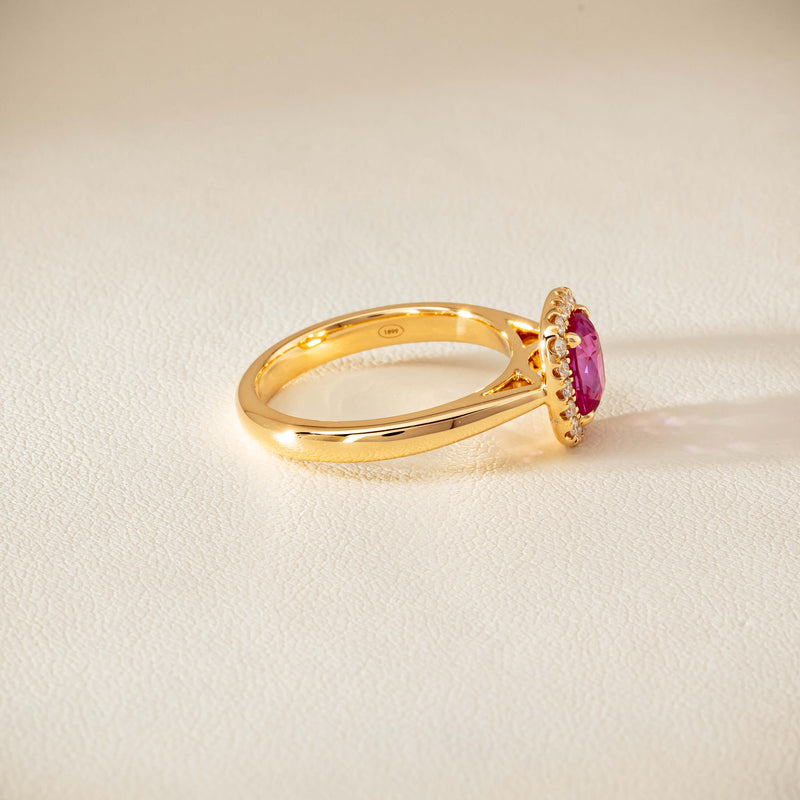 18ct Yellow Gold 1.50ct Pink Sapphire & Diamond Nina Ring