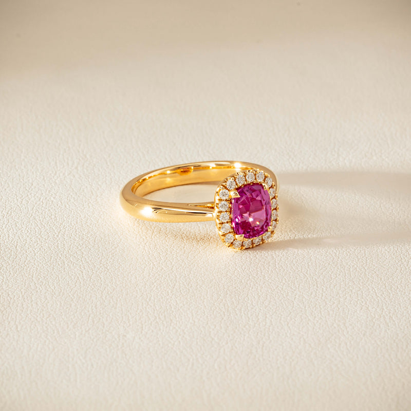 18ct Yellow Gold 1.50ct Pink Sapphire & Diamond Nina Ring