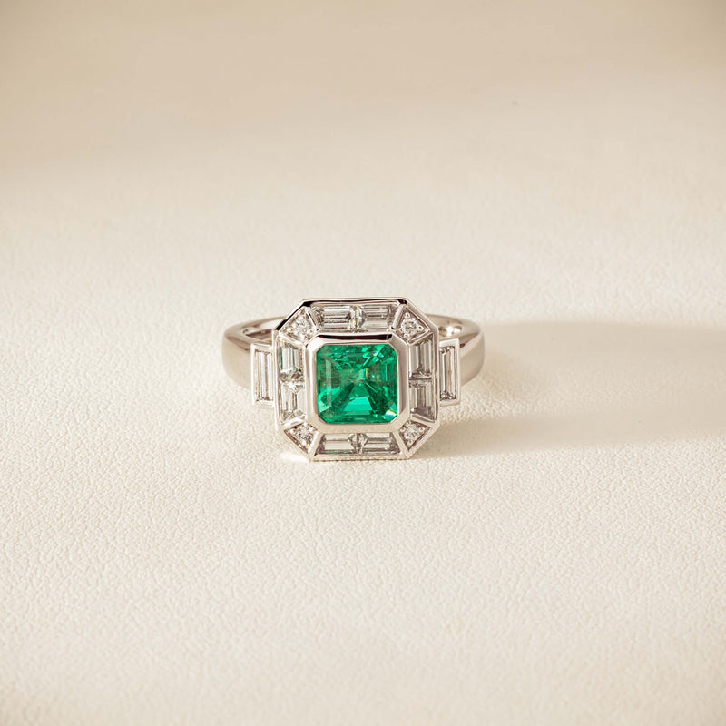 Platinum 1.68ct Emerald & Diamond Magritte Ring