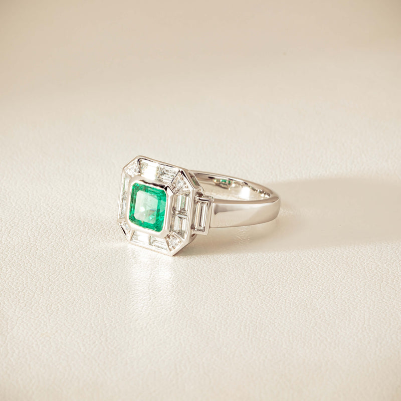 Platinum 1.68ct Emerald & Diamond Magritte Ring