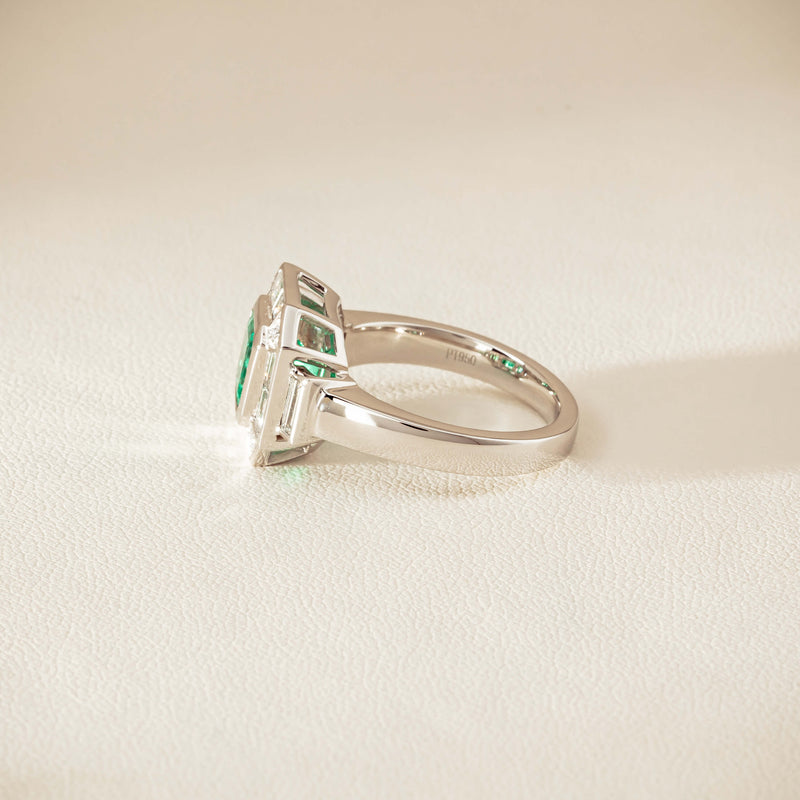 Platinum 1.68ct Emerald & Diamond Magritte Ring