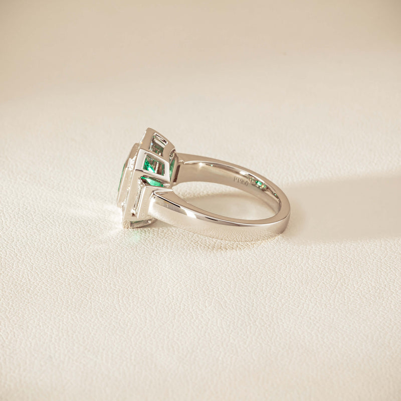 Platinum 1.68ct Emerald & Diamond Magritte Ring