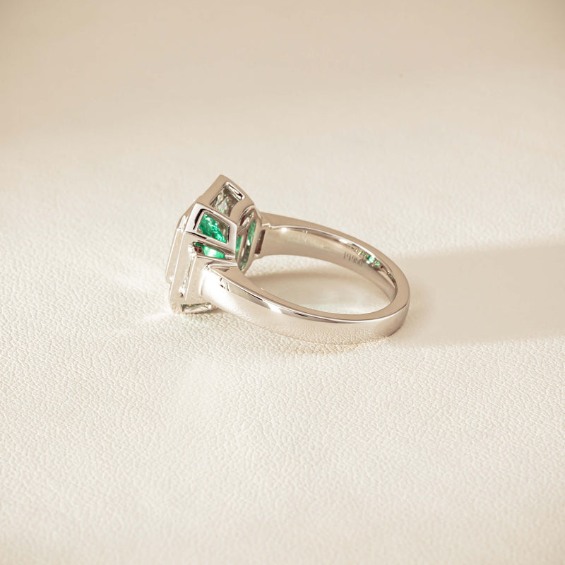 Platinum 1.68ct Emerald & Diamond Magritte Ring