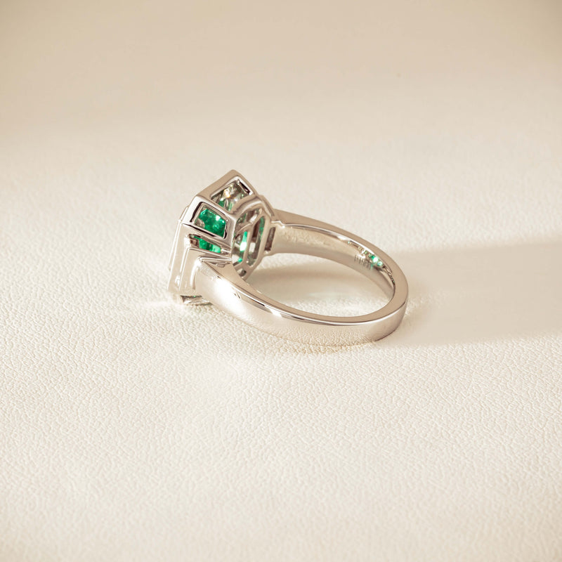 Platinum 1.68ct Emerald & Diamond Magritte Ring