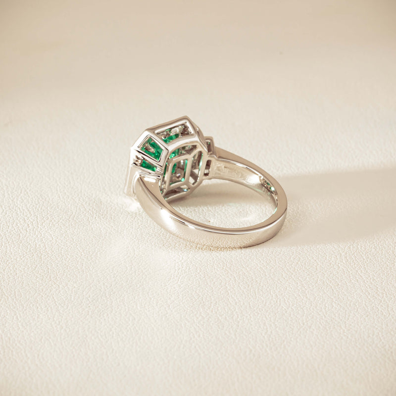 Platinum 1.68ct Emerald & Diamond Magritte Ring