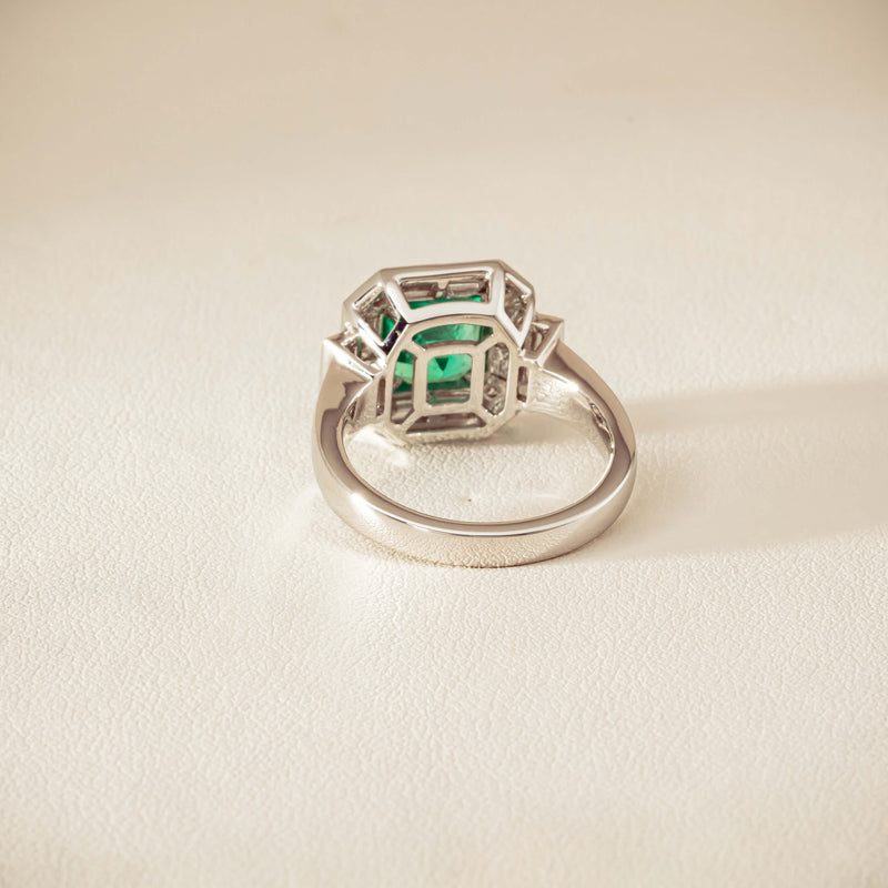 Platinum 1.68ct Emerald & Diamond Magritte Ring