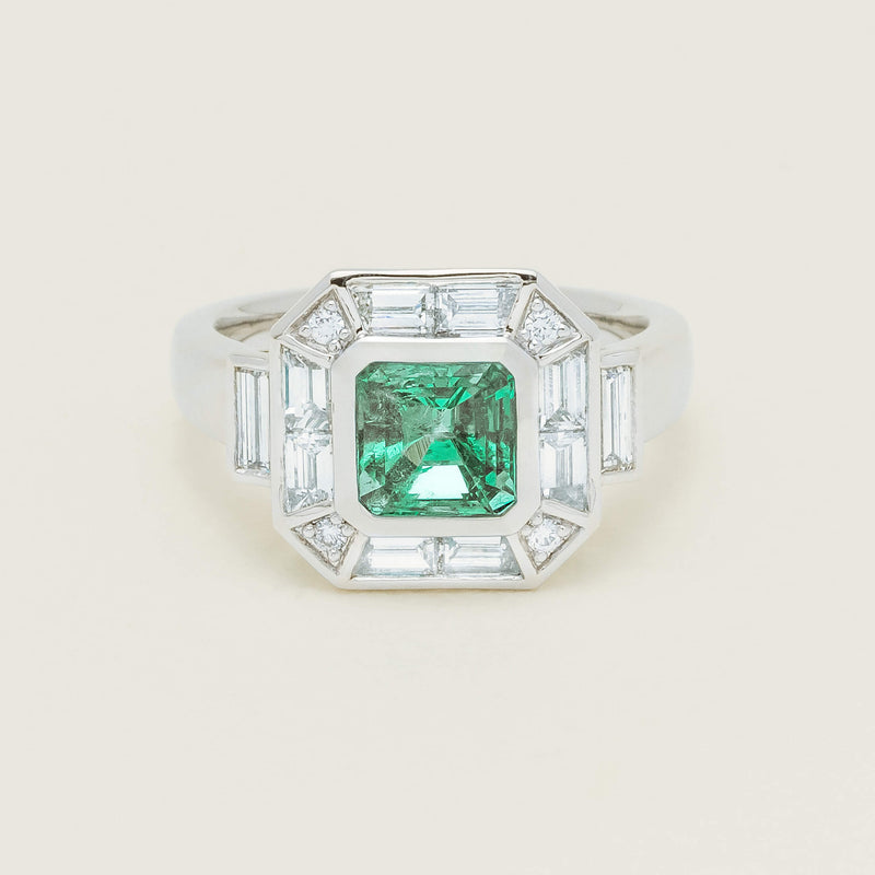 Platinum 1.68ct Emerald & Diamond Magritte Ring