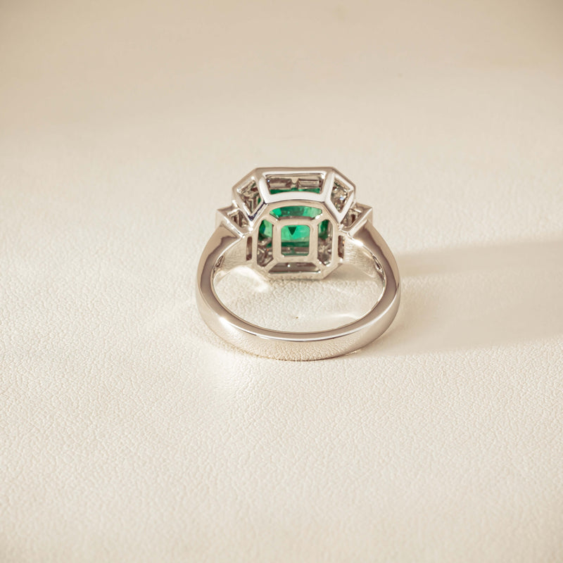 Platinum 1.68ct Emerald & Diamond Magritte Ring