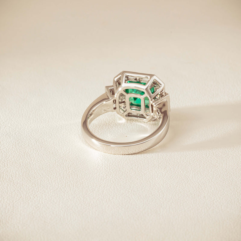 Platinum 1.68ct Emerald & Diamond Magritte Ring