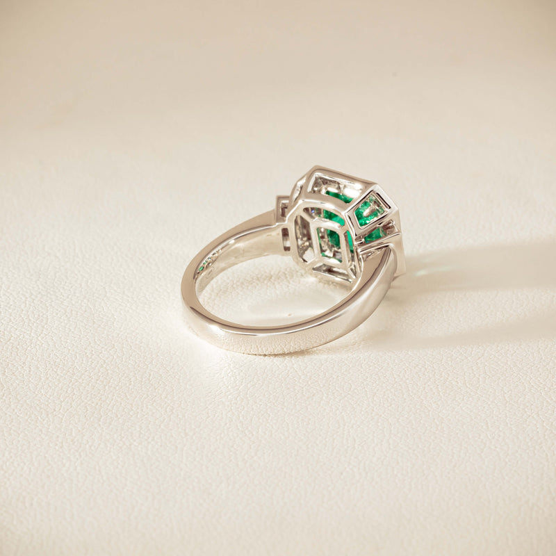 Platinum 1.68ct Emerald & Diamond Magritte Ring