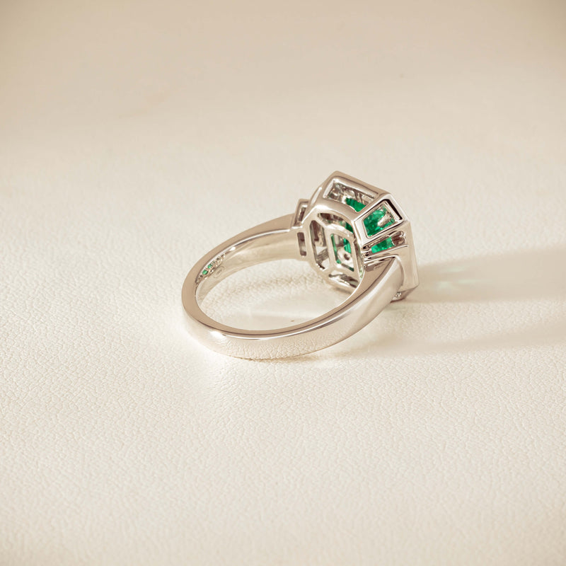 Platinum 1.68ct Emerald & Diamond Magritte Ring