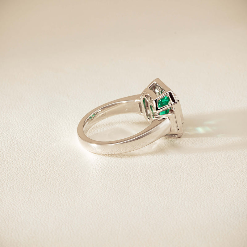 Platinum 1.68ct Emerald & Diamond Magritte Ring