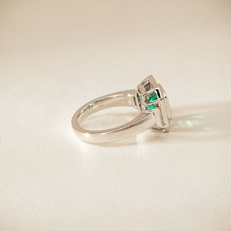 Platinum 1.68ct Emerald & Diamond Magritte Ring