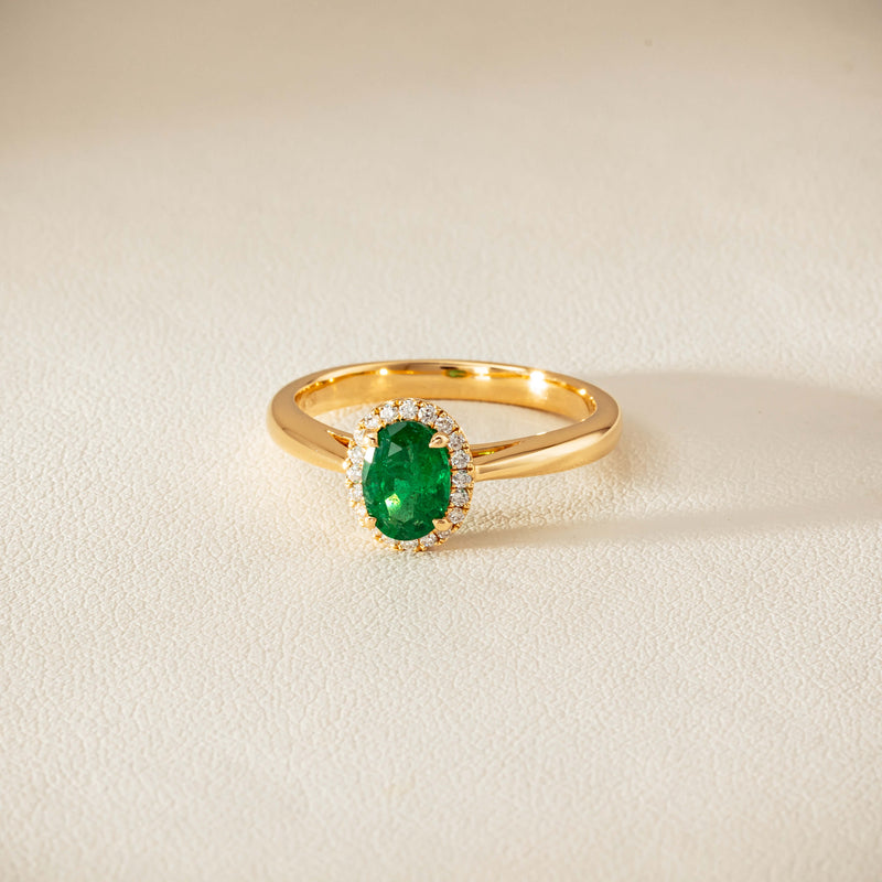 18ct Yellow Gold .78ct Emerald & Diamond Nina Ring