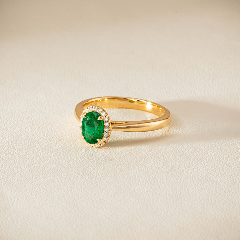 18ct Yellow Gold .78ct Emerald & Diamond Nina Ring