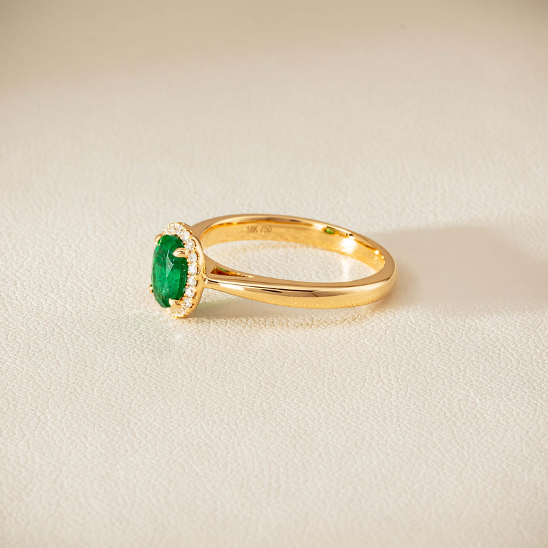 18ct Yellow Gold .78ct Emerald & Diamond Nina Ring