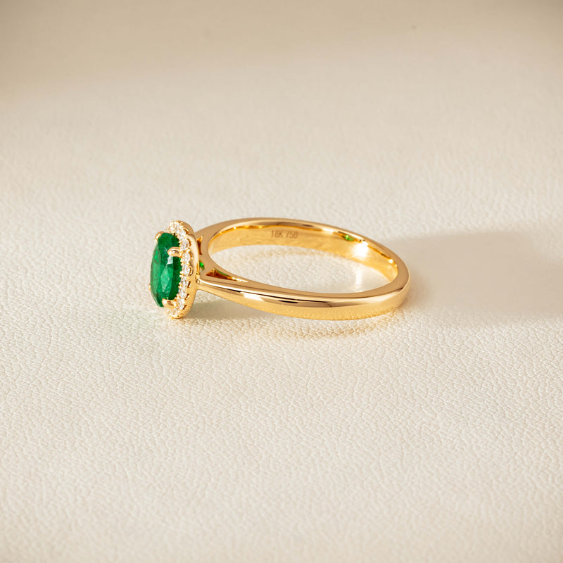 18ct Yellow Gold .78ct Emerald & Diamond Nina Ring