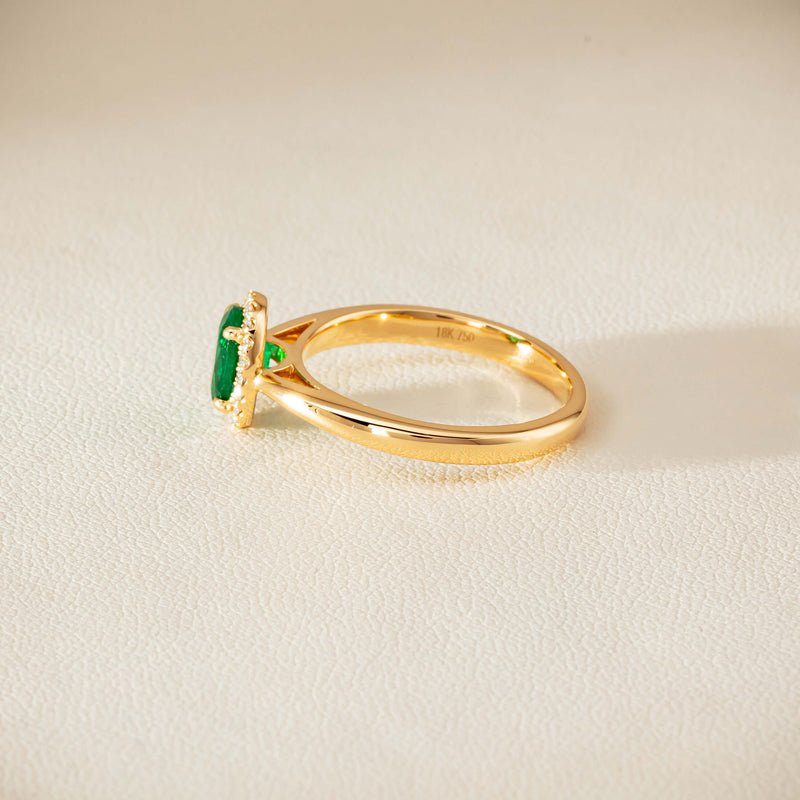 18ct Yellow Gold .78ct Emerald & Diamond Nina Ring