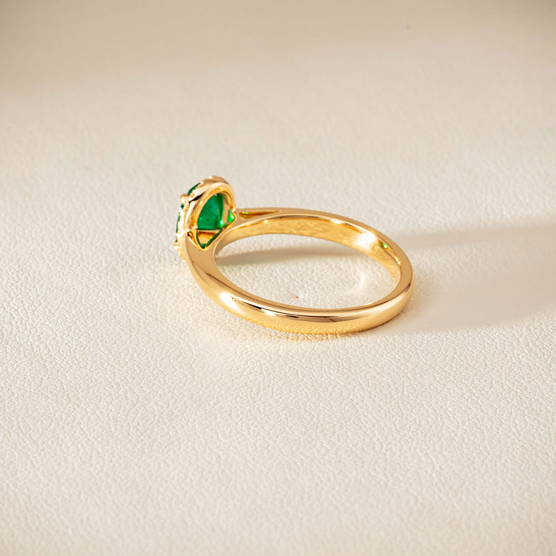 18ct Yellow Gold .78ct Emerald & Diamond Nina Ring