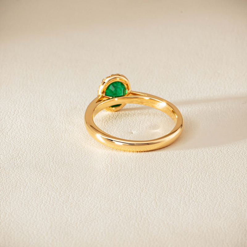 18ct Yellow Gold .78ct Emerald & Diamond Nina Ring