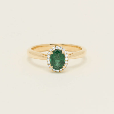 18ct Yellow Gold .78ct Emerald & Diamond Nina Ring