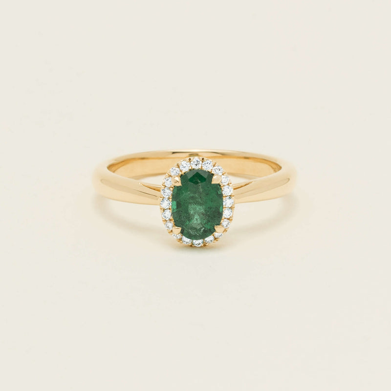 18ct Yellow Gold .78ct Emerald & Diamond Nina Ring