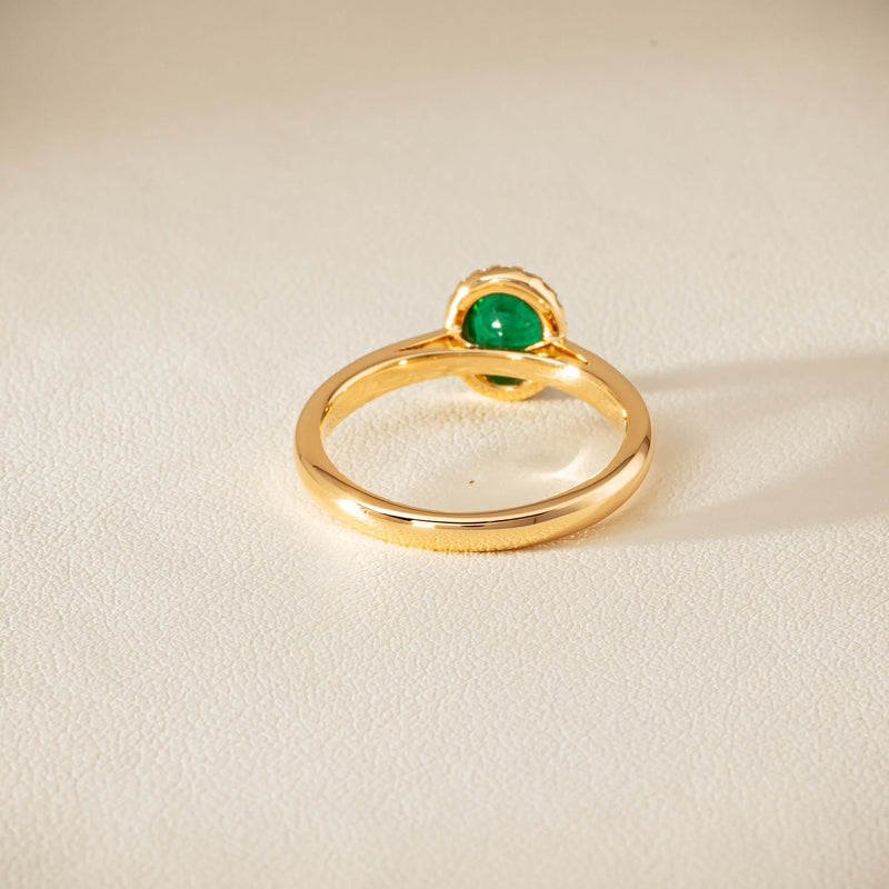 18ct Yellow Gold .78ct Emerald & Diamond Nina Ring