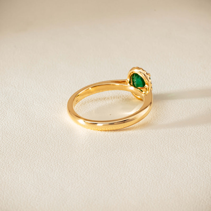 18ct Yellow Gold .78ct Emerald & Diamond Nina Ring