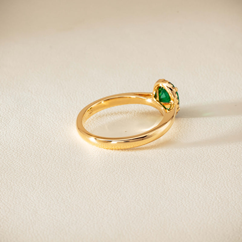18ct Yellow Gold .78ct Emerald & Diamond Nina Ring