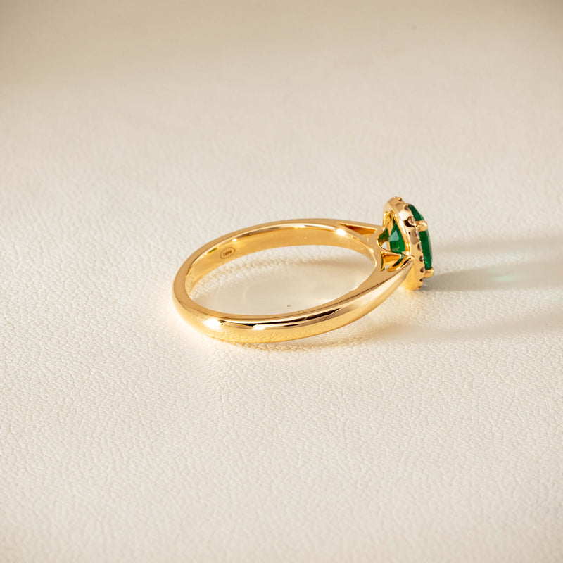 18ct Yellow Gold .78ct Emerald & Diamond Nina Ring