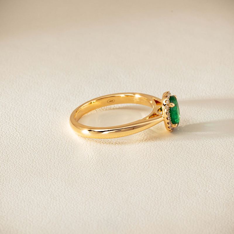 18ct Yellow Gold .78ct Emerald & Diamond Nina Ring